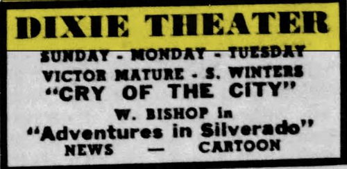 Dixie Theatre - Aug 28 1949 Article